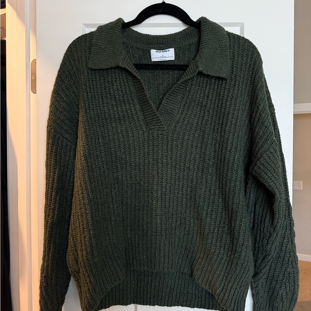 Old Navy Women's Collared Sweater - Olive Green